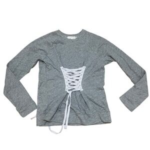 Truly Madly Deeply Urban Outfitters Gray Lace Up Corset Sweatshirt Medium NWT